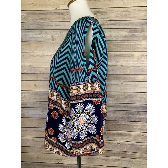 Francescas Medium Blouse Cold Shoulder Boho Floral - Picture 3 of 8